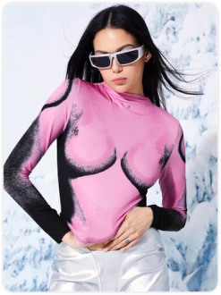 Kollyy Edgy Deep Pink Top T-Shirt