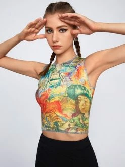 Kollyy Edgy Multicolor Painting Crew Neck Top Tank Top & Cami 12 Kollyy Edgy Multicolor Painting Crew Neck Top Tank Top & Cami -Tops Sales dfd1bb901a0ea8cf061acd3b13f5f6a3