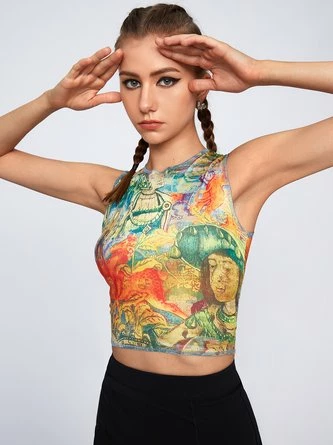 Kollyy Edgy Multicolor Painting Crew Neck Top Tank Top & Cami 5 Kollyy Edgy Multicolor Painting Crew Neck Top Tank Top & Cami - Image 5
