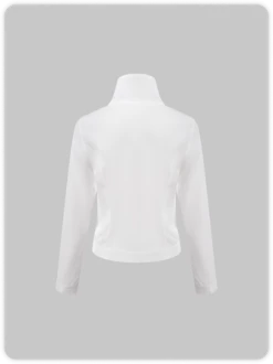 Kollyy Street White Zip Up Metal Top Outwear -Tops Sales dfe516ae49d6fcc418f5b0e36c6296d4