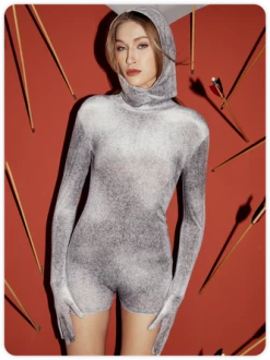 Kollyy Y2k Gray Hooded Top Jumpsuit -Tops Sales dfe8931b311b73619f34326ca076eb93