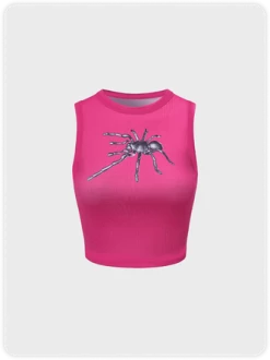 Kollyy Y2K Pink Spider Sleeveless Top Tank Top & Cami