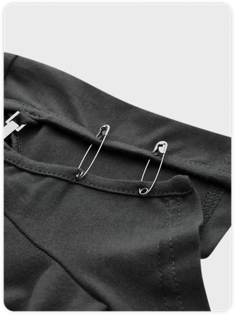 Kollyy Street Gray Cut Out Slim Letter Top T-Shirt 2 Kollyy Street Gray Cut Out Slim Letter Top T-Shirt - Image 2