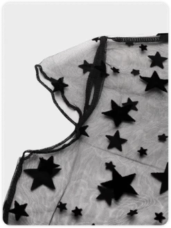 Kollyy Y2K Black Mesh Star Party Top T-Shirt -Tops Sales e1ff0b123fc8cb495ed22cffd2f013e2