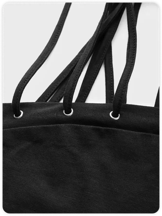 Kollyy Edgy Black Asymmetrical Design Lace Up Top Tank Top & Cami 3 Kollyy Edgy Black Asymmetrical Design Lace Up Top Tank Top & Cami - Image 3