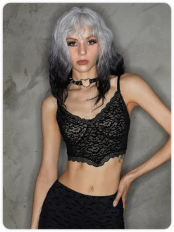 Kollyy Punk Black Mesh Double Layer Halloween Top Tank Top & Cami -Tops Sales e431e324cdb0af2336783d1d2ed1e326