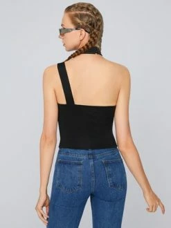 Kollyy Street Black Asymmetrical Design Metal Top Tank Top & Cami -Tops Sales e4bda80d104b2a52bdd5cc1facbfa943
