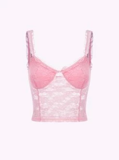 Kollyy Pink Lace Top Tank Top & Cami