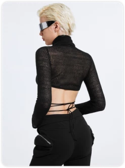 Kollyy Edgy Black Lace-Up Cut Out Top Sweater 10 Kollyy Edgy Black Lace-Up Cut Out Top Sweater -Tops Sales e4f3ec5ec74edf8168a1f532a1a9040b