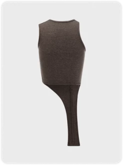 Kollyy Brown Asymmetrical Design Cut Out Deconstructed Top Tank Top & Cami -Tops Sales e5464673590953cb3a1247390c8444b9