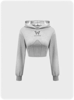 Kollyy Casual Gray Top Hoodie & Sweatshirt