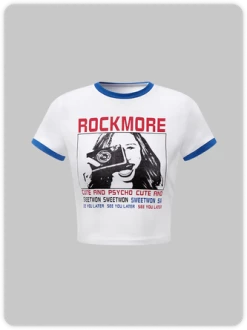 Kollyy Street White Figure Letter Top T-Shirt