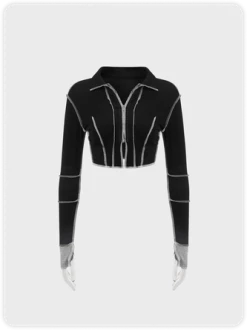 Kollyy Street Black Color Block Inside-Out Top T-Shirt