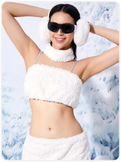 Kollyy Y2k White Sherpa Top Tank Top & Cami