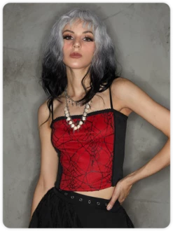 Kollyy Punk Red Mesh Double Layer Halloween Top Tank Top & Cami -Tops Sales e886237db303aa310f1f0d55eba284b5