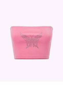 Kollyy Y2K Pink Off Shoulder Butterfly Top Tank Top & Cami