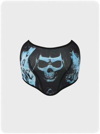 Kollyy Blue Skull Geometric Design Halloween Top Tank Top & Cami 2 Kollyy Blue Skull Geometric Design Halloween Top Tank Top & Cami - Image 2