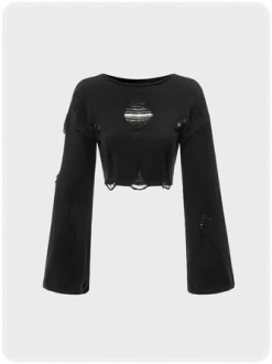 Kollyy Street Black Cut Out Top Sweater