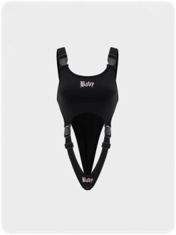 Kollyy Edgy Black Embroidery Cut Out Deconstructed Top Bodysuit