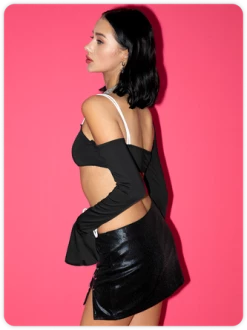 Kollyy Edgy Black Asymmetrical Design Top T-Shirt -Tops Sales ebc91f2bd682c723ab689e0a027d230c