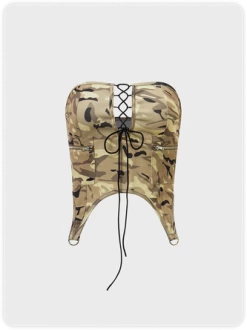 Kollyy Edgy Khaki Camo Top Tank Top & Cami