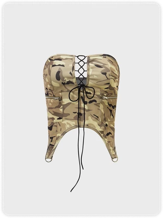 Kollyy Edgy Khaki Camo Top Tank Top & Cami 1 Kollyy Edgy Khaki Camo Top Tank Top & Cami