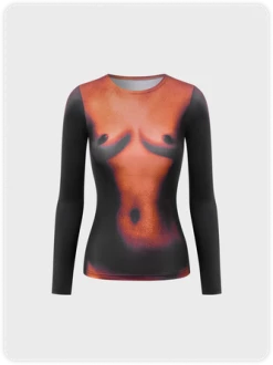 Kollyy Edgy Black Body Print Top T-Shirt