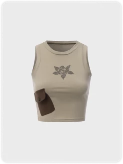 Kollyy Vintage Khaki Top Tank Top & Cami