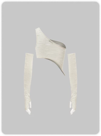 Kollyy Y2K Off White Asymmetrical Design Arm Sleeves Cyberpunk Top Women Top 9 Kollyy Y2K Off White Asymmetrical Design Arm Sleeves Cyberpunk Top Women Top - Image 9