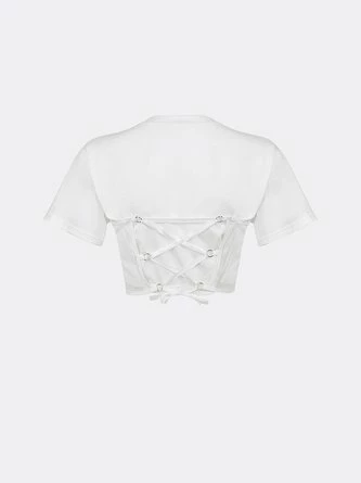 Kollyy Street Black Lace-Up Design Mesh Graphic Top T-Shirt 12 Kollyy Street Black Lace-Up Design Mesh Graphic Top T-Shirt - Image 12