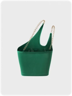 Kollyy Street Green Asymmetrical Design Metal Letter Top Tank Top & Cami -Tops Sales f4046e788d2eace21f2b19c680e14c3e