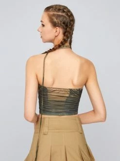 Kollyy Army Green Lace-Up Design Sleeveless Top Tank Top & Cami -Tops Sales f40de6c648f846472cd42750d82ea496