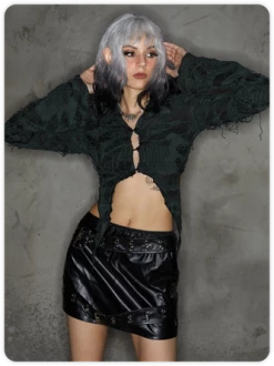 Kollyy Street Gray Cut Out Top T-Shirt