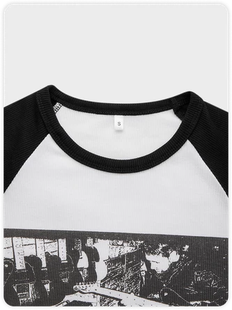 Kollyy Street Black-White Figure Top T-Shirt 2 Kollyy Street Black-White Figure Top T-Shirt - Image 2