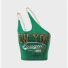 Kollyy Street Green Asymmetrical Design Metal Letter Top Tank Top & Cami