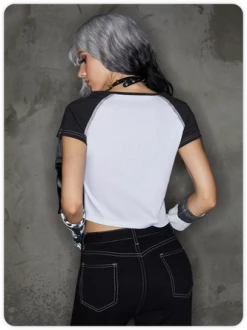 Kollyy Y2K Red Arm Slevees Asymmetrical Design Halloween Top T-Shirt -Tops Sales f69ef6b3dc82efe0d6163a96cd52d112