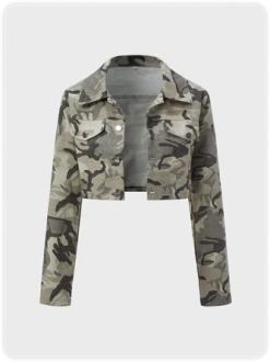 Kollyy Street Gray Camo Button Top Outwear