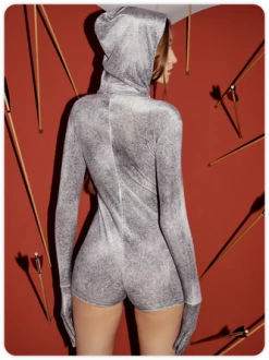 Kollyy Y2k Gray Hooded Top Jumpsuit -Tops Sales f975f0bcb6f936f5542e9720bfe3c800