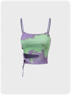 Kollyy Green Tie Dye Cut Out Top Tank Top & Cami