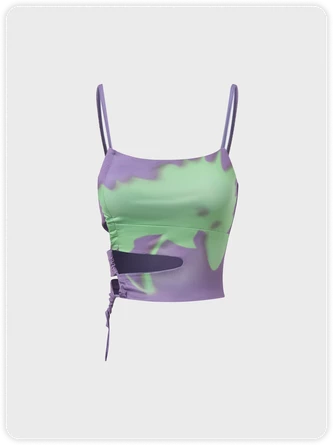 Kollyy Green Tie Dye Cut Out Top Tank Top & Cami 1 Kollyy Green Tie Dye Cut Out Top Tank Top & Cami