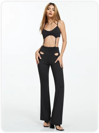 Kollyy Street Black Cut Out Spaghetti Strap Backless Top Jumpsuit 2 Kollyy Street Black Cut Out Spaghetti Strap Backless Top Jumpsuit - Image 2