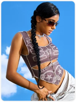 Kollyy Y2K Brown Cut Out Letter Irregular Hem Top Tank Top & Cami -Tops Sales fa39ff84ad30e0a5f8c2a34b230b5bc4