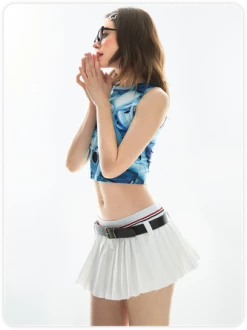 Kollyy Y2K Blue Cropped Abstract Back To School Top Tank Top & Cami -Tops Sales fa56de3a5456ffa376a9d42dad385b19