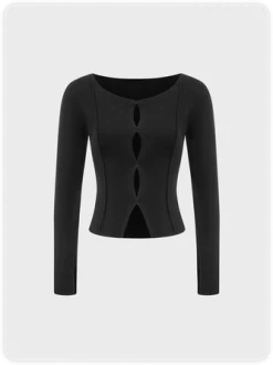 Kollyy Casual Black Top T-Shirt