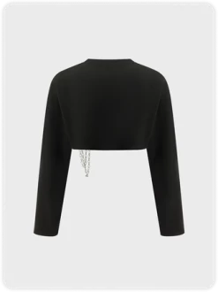 Kollyy Street Black Graphic Metal Chain Zip Up Top Sweater 7 Kollyy Street Black Graphic Metal Chain Zip Up Top Sweater -Tops Sales fb23f47e0f7f8891f7aad78eae25178d