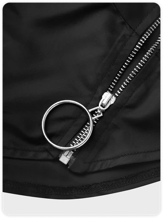 Kollyy Street Black Zip Up Asymmetrical Design Pockets Top Outwear 3 Kollyy Street Black Zip Up Asymmetrical Design Pockets Top Outwear - Image 3