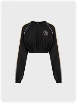 Kollyy Street Black Color Block Top Hoodie & Sweatshirt