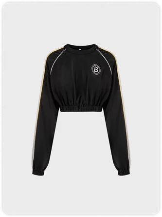 Kollyy Street Black Color Block Top Hoodie & Sweatshirt 1 Kollyy Street Black Color Block Top Hoodie & Sweatshirt