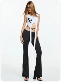 Kollyy White Cross Pattern Lace Up Top Tank Top & Cami -Tops Sales fd80f011e35a3e35d82886c82acf3cb7