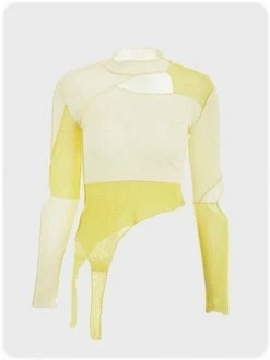 Kollyy Casual Yellow Top T-Shirt